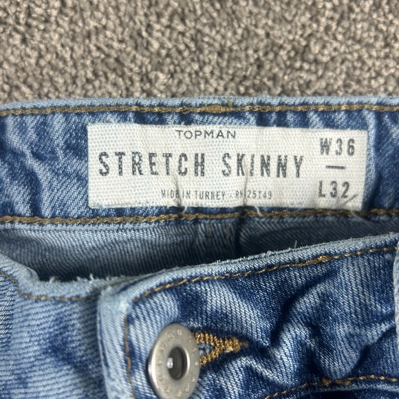 Topman Men's Stretch Skinny Jeans size 36x32 - Picture 5 of 15